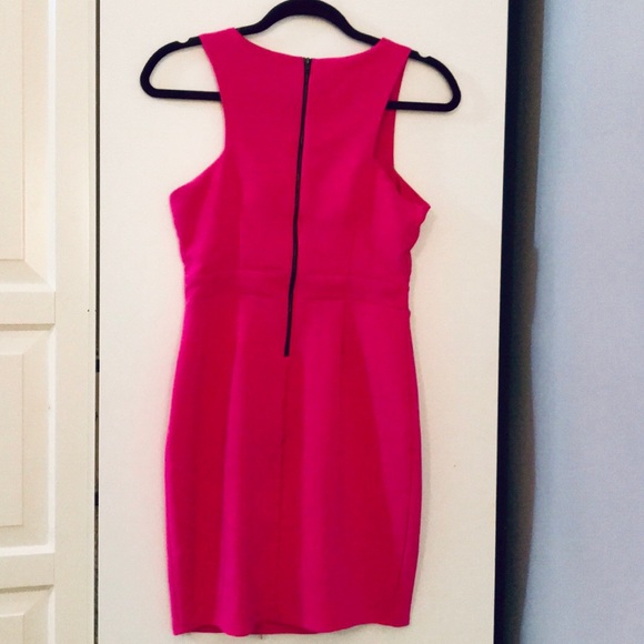 Worn 1x Form Fitting, Stretchy Bright Pink Dress - Picture 2 of 2